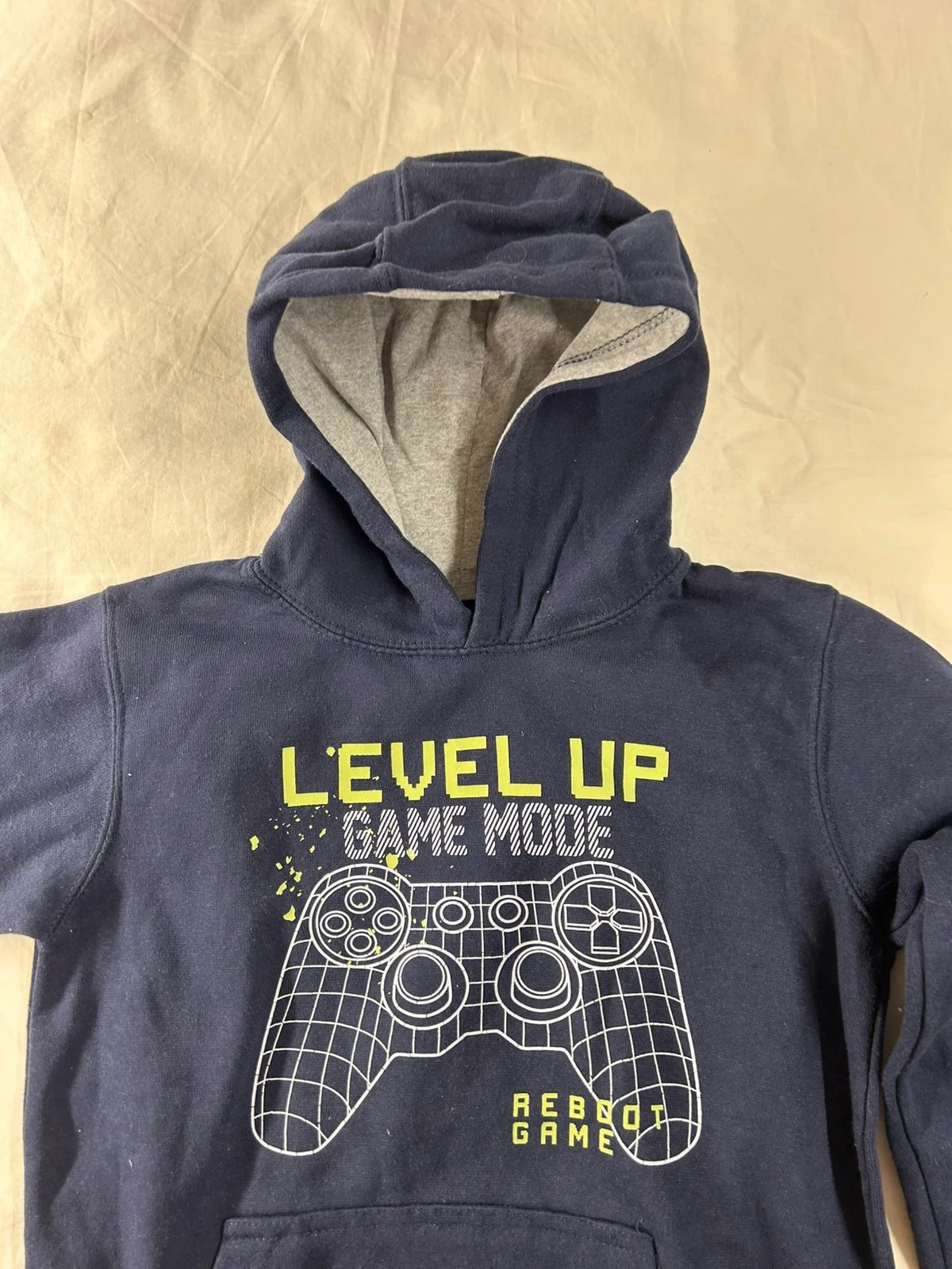 Navy blue hoodie with children's size patterns – photo 5